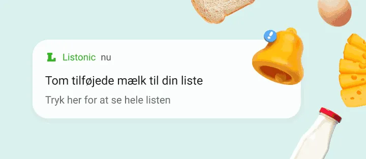 Notifikation på telefonen om, at et husstandsmedlem har tilføjet mælk til listen