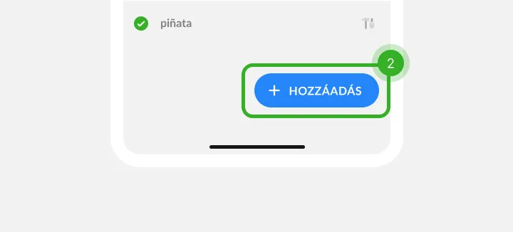 Lista alja kipipált tétellel és második lépésként jelölt kék gombbal