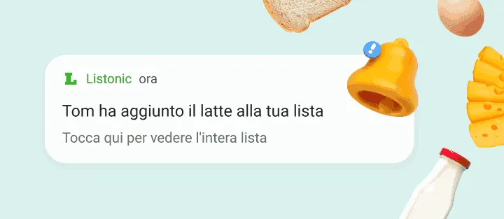 Notifica sul telefono: un familiare ha aggiunto il latte alla lista