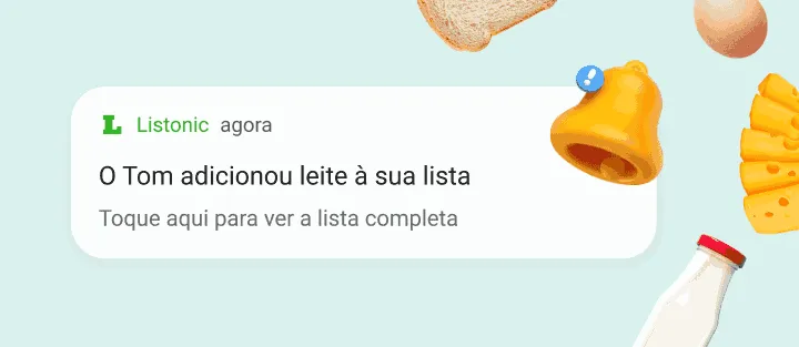 Notificação no telemóvel de que um membro da casa adicionou leite à lista