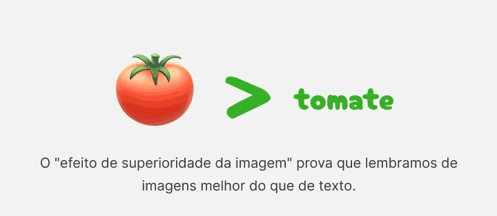 Imagem de um tomate mostrada como maior que a palavra tomate escrita