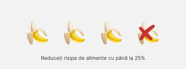 Patru banane decojite în rând, ultima tăiată cu roșu