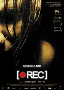 The film poster for [REC], a face half-lit in near darkness