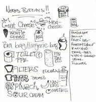 A hand-drawn list with a small illustration beside every item