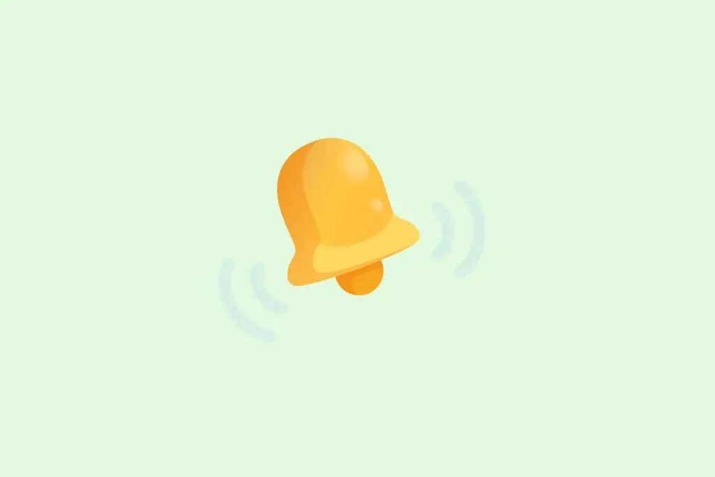 Illustration of a ringing yellow notification bell on a pale green background